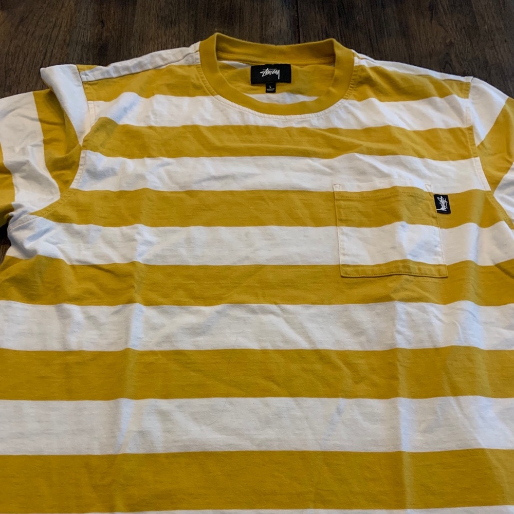 Mens Stussy striped T-shirt